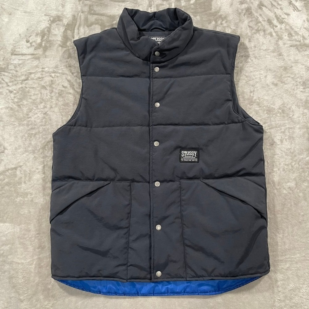 Stussy Vest Mens 2XL Blue Nylon Outdoors Streetwear Skater Burly Threads